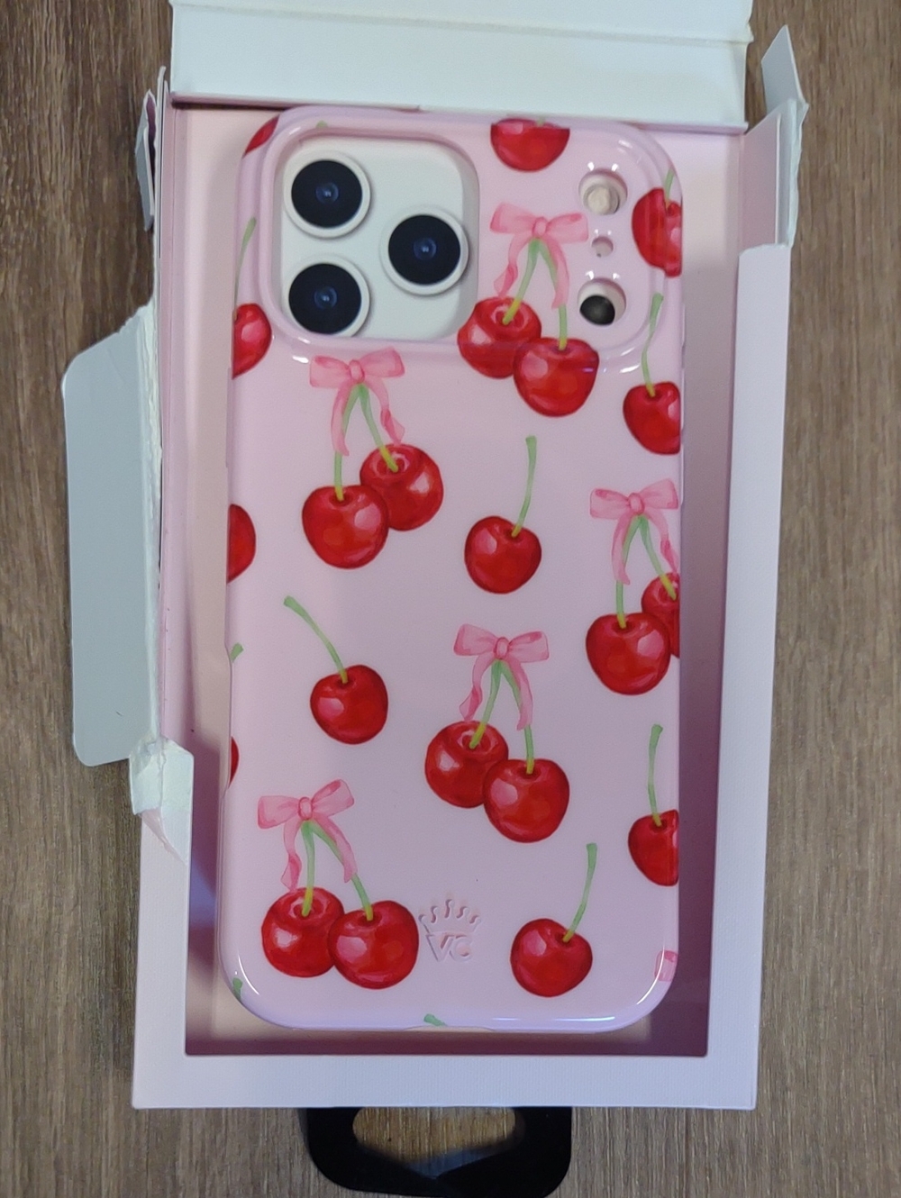 iPhone Pro Max (2025) Velvet Caviar Pink Cherry Print Phone Case